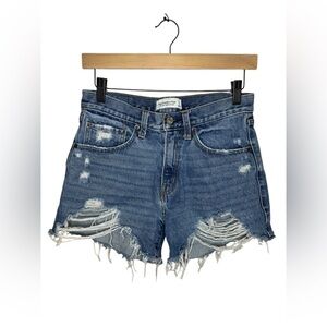 Abercrombie & Fitch Distressed Mid Rise Boyfriend Shorts Size 25